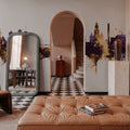 Nashua New Hampshire Skyline Purple & Gold Mural Wallpaper - room preview 05