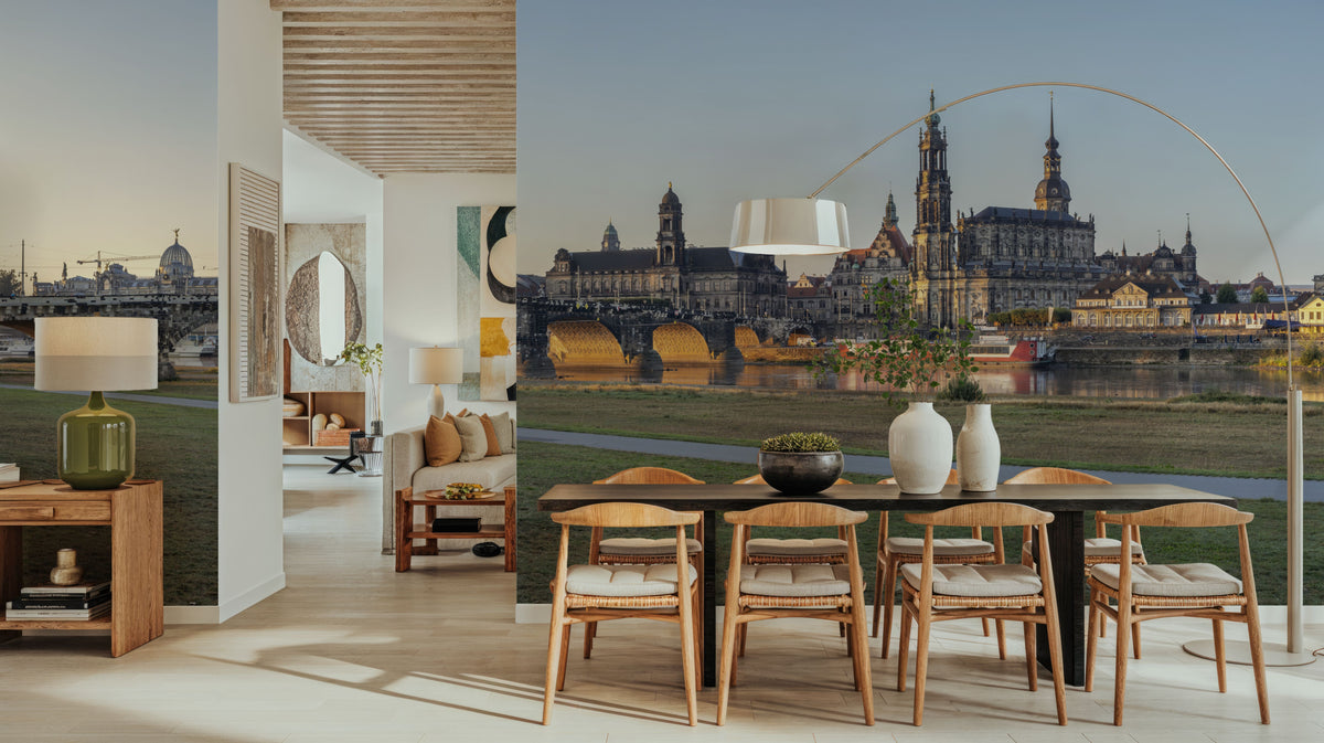 Golden Bridge Reflection Mural Wallpaper - room preview 05