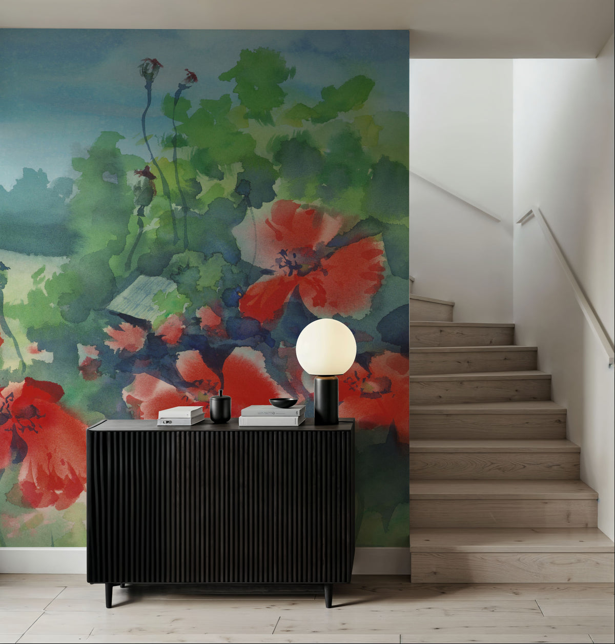 Poppy Reverie Mural Wallpaper - Neutral Tone - room preview 05