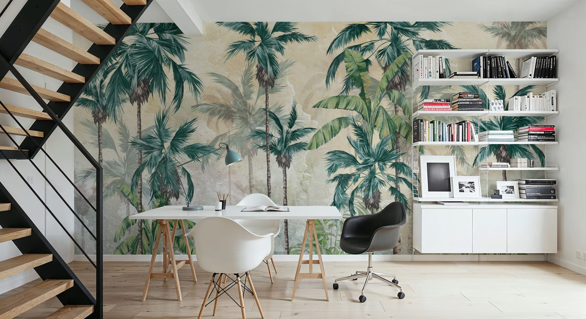 Textured Palm Paradise Mural Wallpaper - room preview 05
