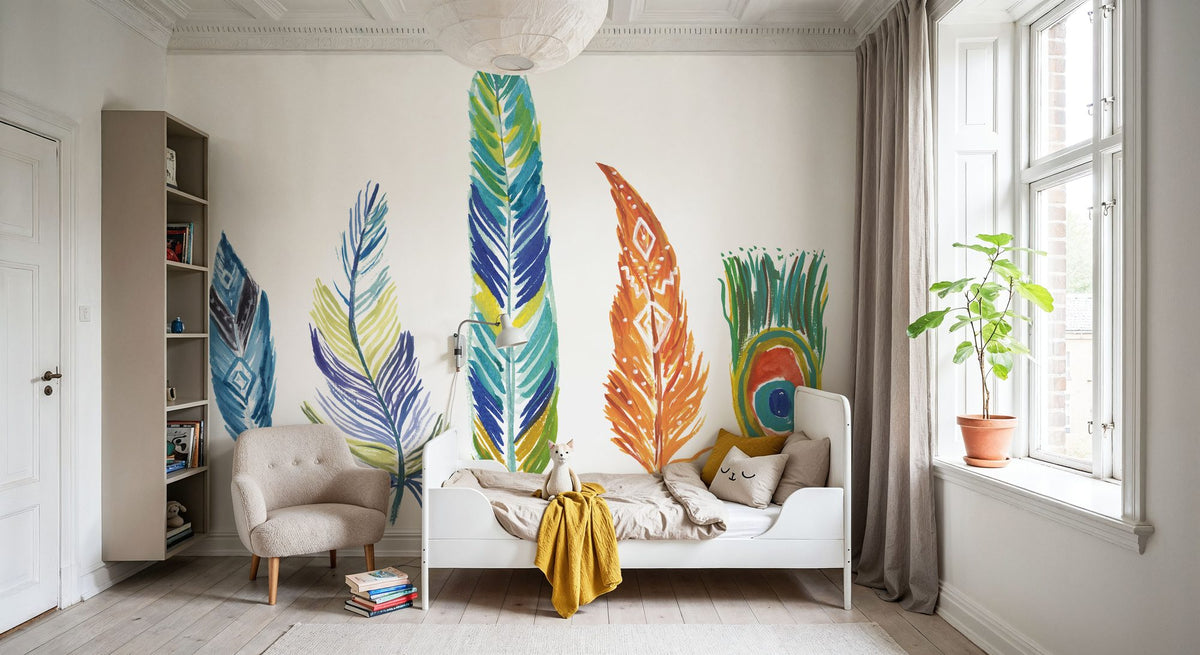 Rainbow Feathers III Mural Wallpaper - room preview 05