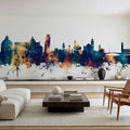 Pisa Italy Skyline Blue & Bronze Mural Wallpaper - room preview 05