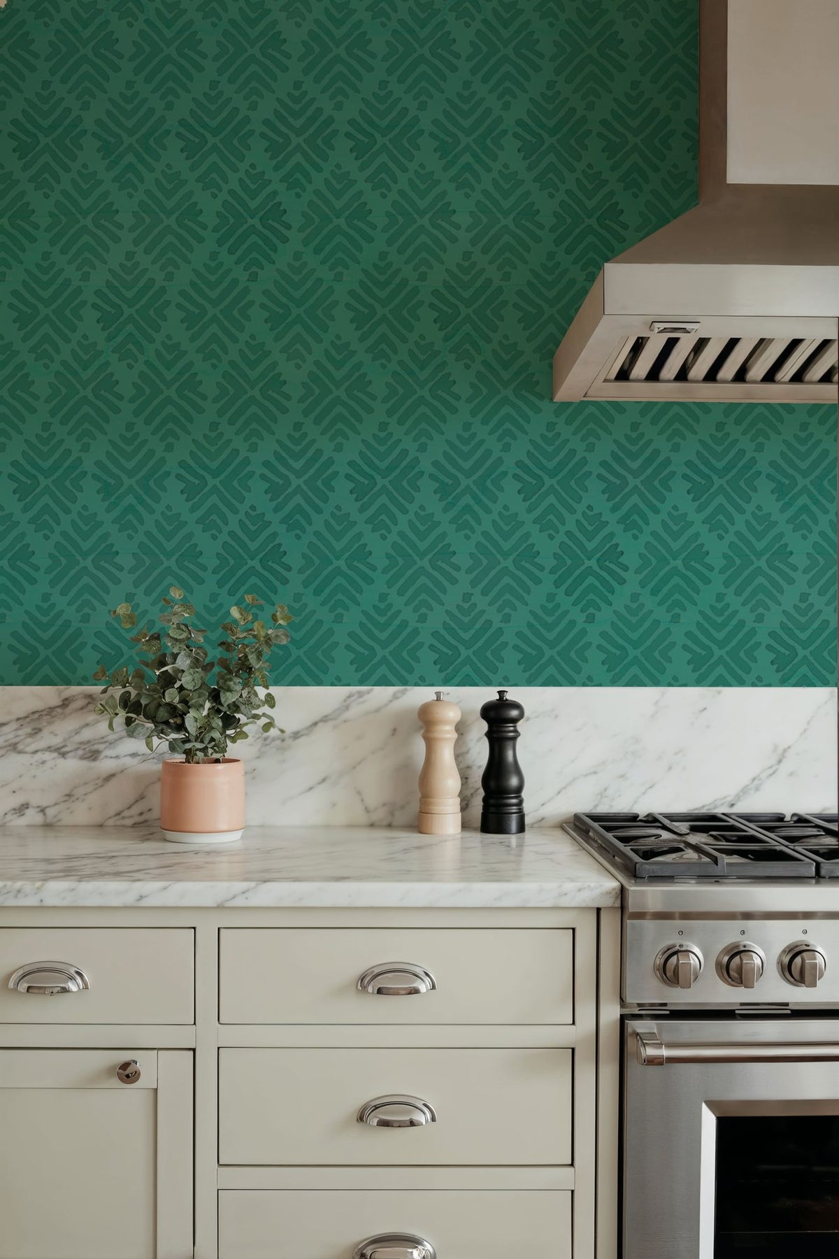 Bohemian Leaves Persian Green Mural Wallpaper - room preview 05