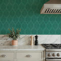 Bohemian Leaves Persian Green Mural Wallpaper - room preview 05