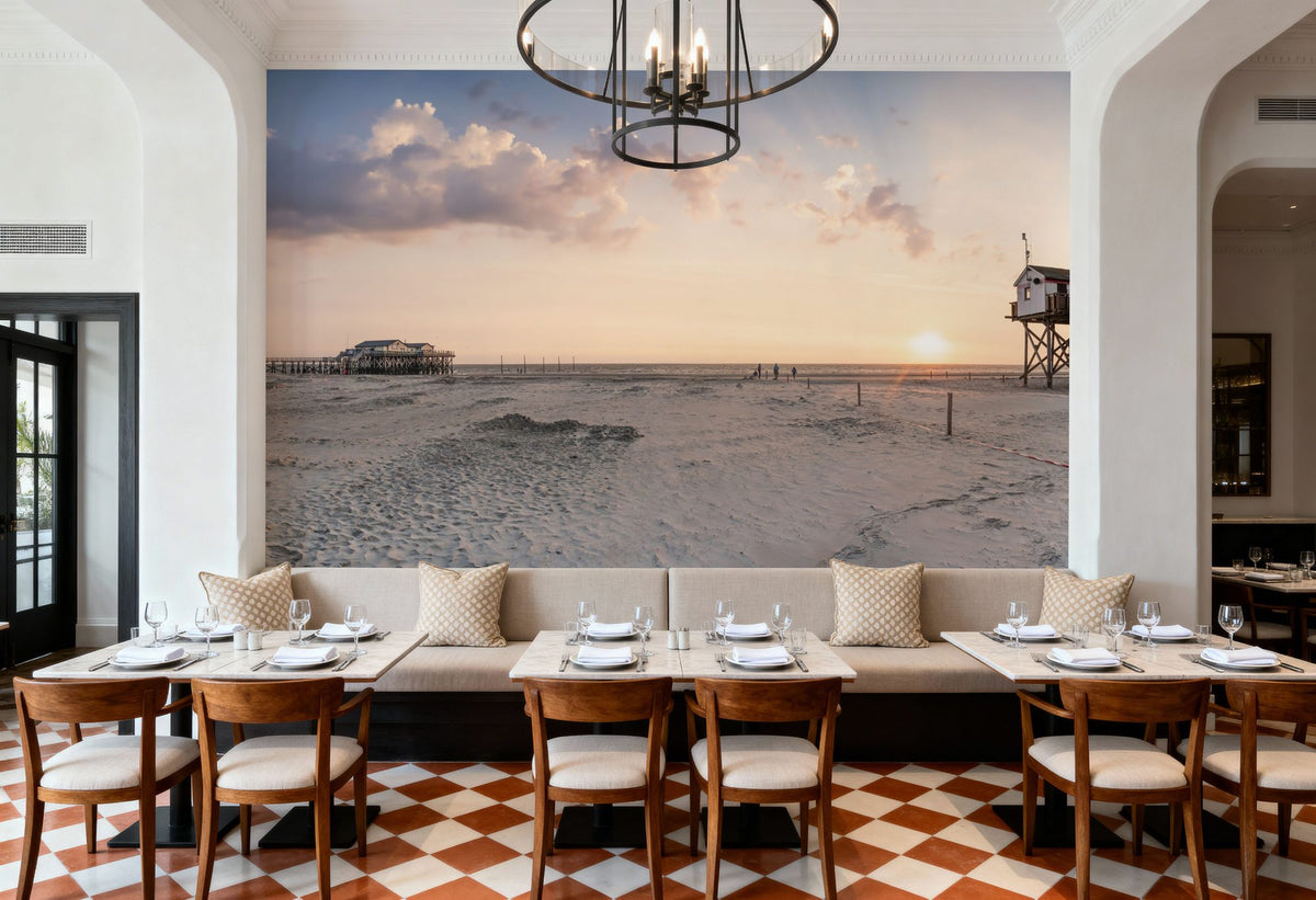 Stilt House Sunrise Mural Wallpaper - room preview 05