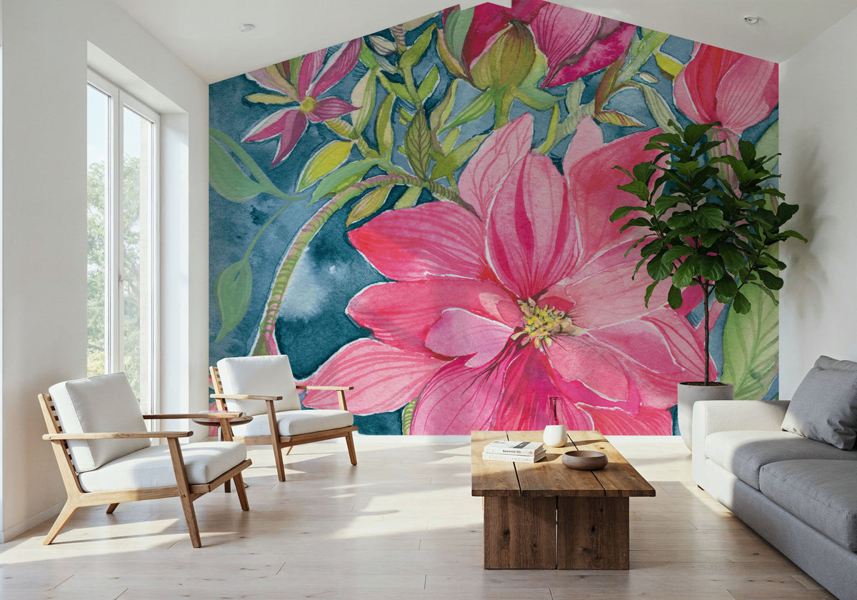 Blooming Free Mural Wallpaper - room preview 05