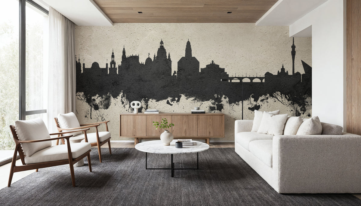 Dresden Germany Skyline Concrete Mural Wallpaper - room preview 05
