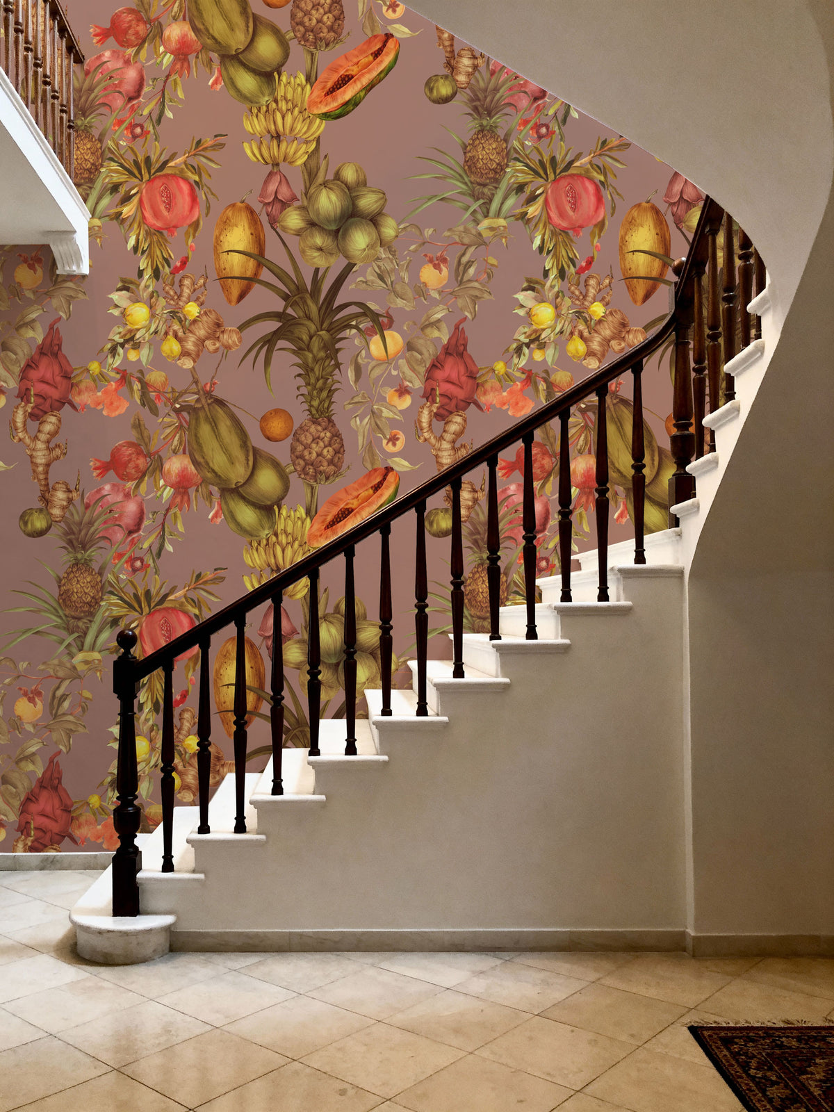 Juicy Fruits, Dusty Pink Mural Wallpaper - room preview 05
