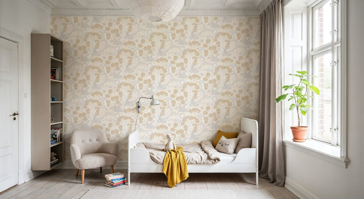 Moonlit Sky Petite, Cream Mural Wallpaper - room preview 05