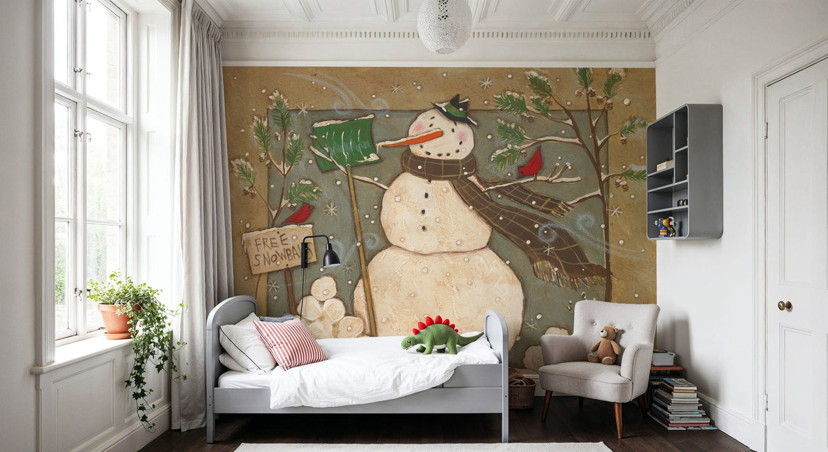 Seasonal Snowman I Mural Wallpaper - room preview 05