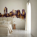 Roanoke Virginia Skyline Purple & Gold Mural Wallpaper - room preview 05