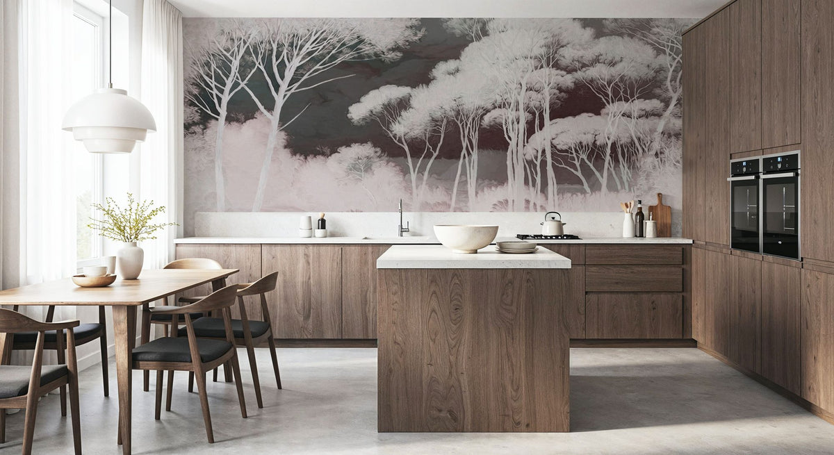Seeing Through the Forest Red Mural Wallpaper - room preview 05