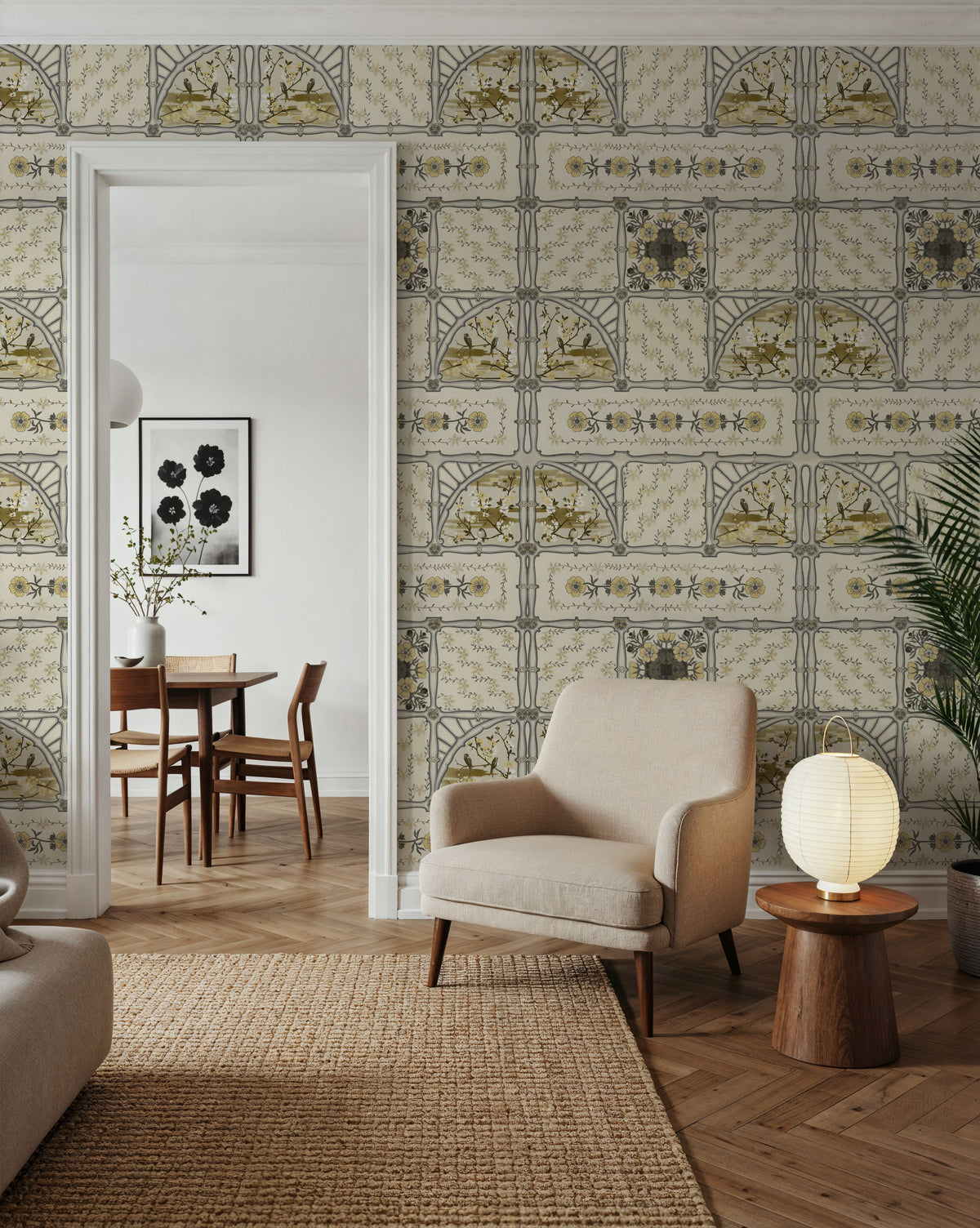 Sakura & Bird, Olive Mural Wallpaper - room preview 05