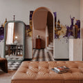 Kyiv Ukraine Skyline Purple & Gold Mural Wallpaper - room preview 05