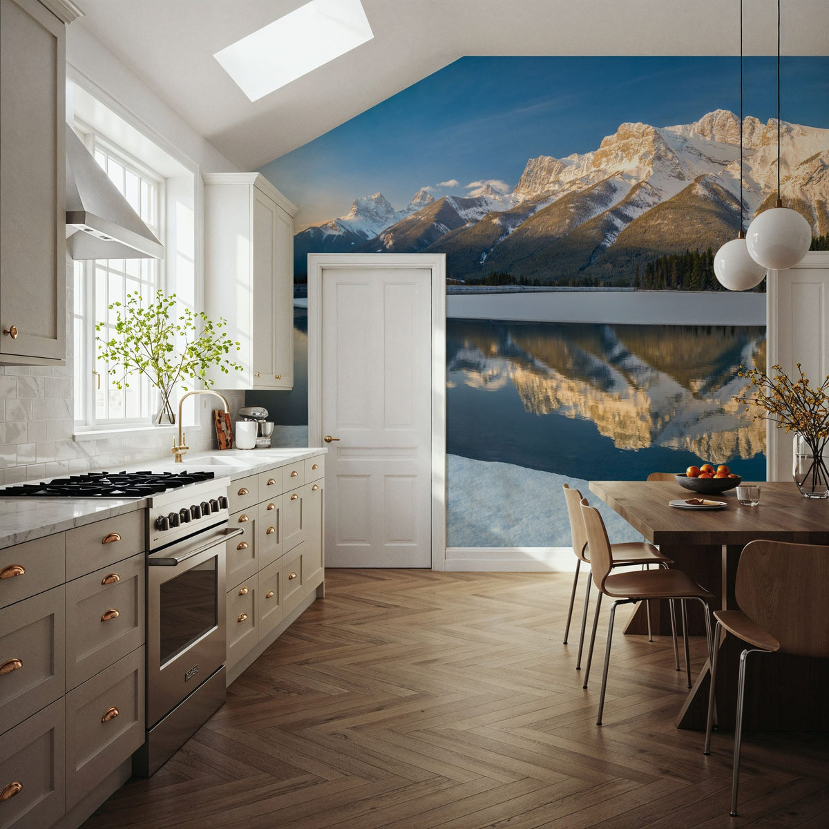 Three Sisters Mountain Winter Mural Wallpaper - room preview 05