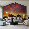 Blue Orange and Yellow Palms Mural Wallpaper - room preview 05