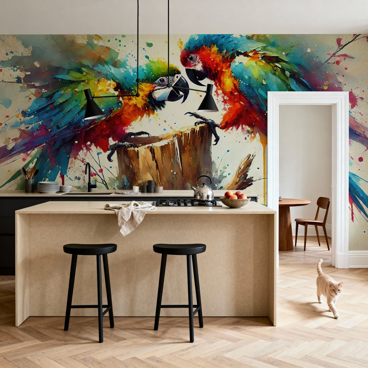 Exotic Birds Fantasy Mural Wallpaper - room preview 05