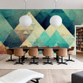 Reduced Mountains Turquoise Mural Wallpaper - room preview 05