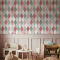 Contrasting Diamonds, Rose Mural Wallpaper - room preview 05