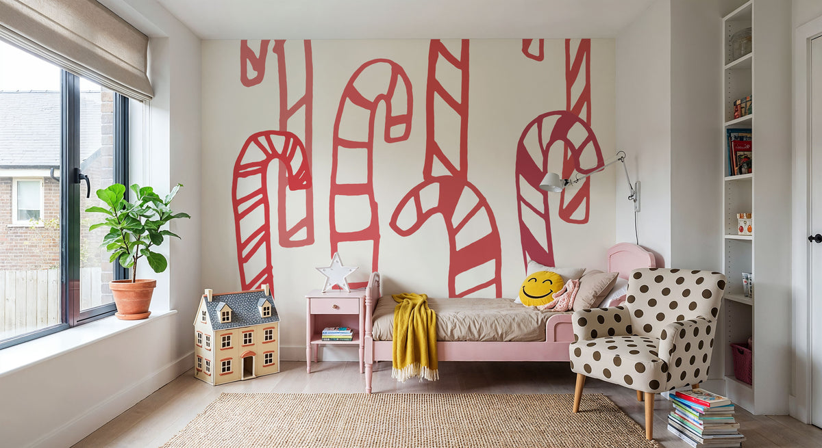 Peppermint Christmas Mural Wallpaper - room preview 05