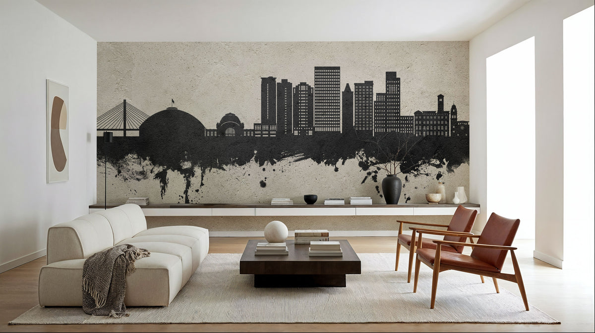 Tacoma Washington Skyline Concrete Mural Wallpaper - room preview 05
