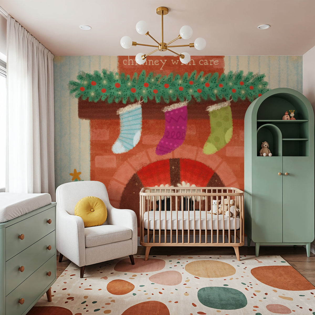 Christmas Stockings Mural Wallpaper - room preview 05