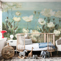 Field of Poppies Bright Cream Crop Mural Wallpaper - room preview 05