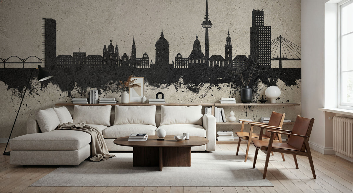 Mannheim Germany Skyline Concrete Mural Wallpaper - room preview 05