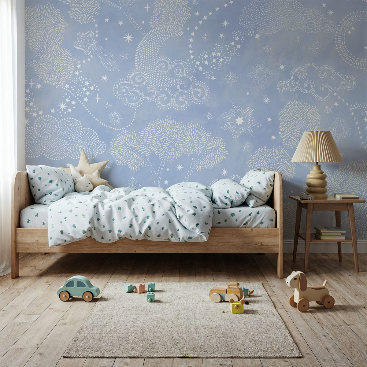 Moonlit Sky, Baby Blue Mural Wallpaper - room preview 05