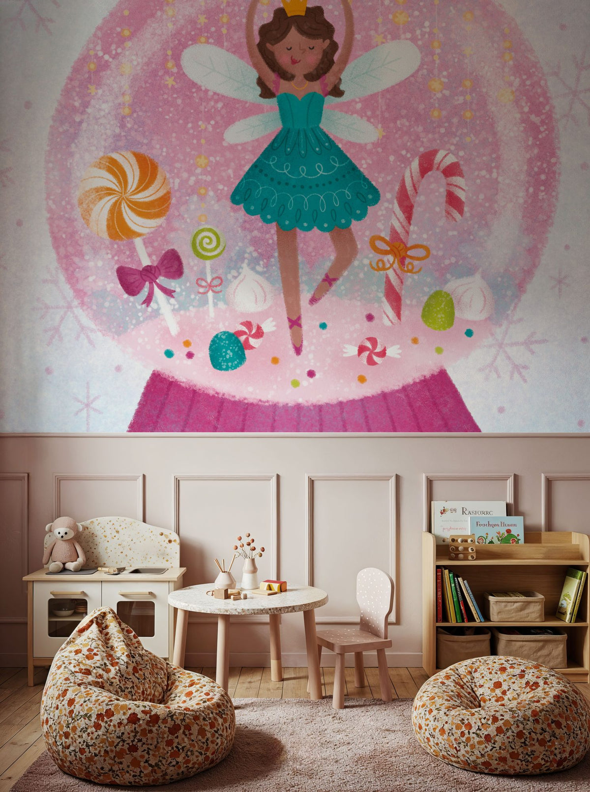 Sugar Plum Snowglobe Mural Wallpaper - room preview 05