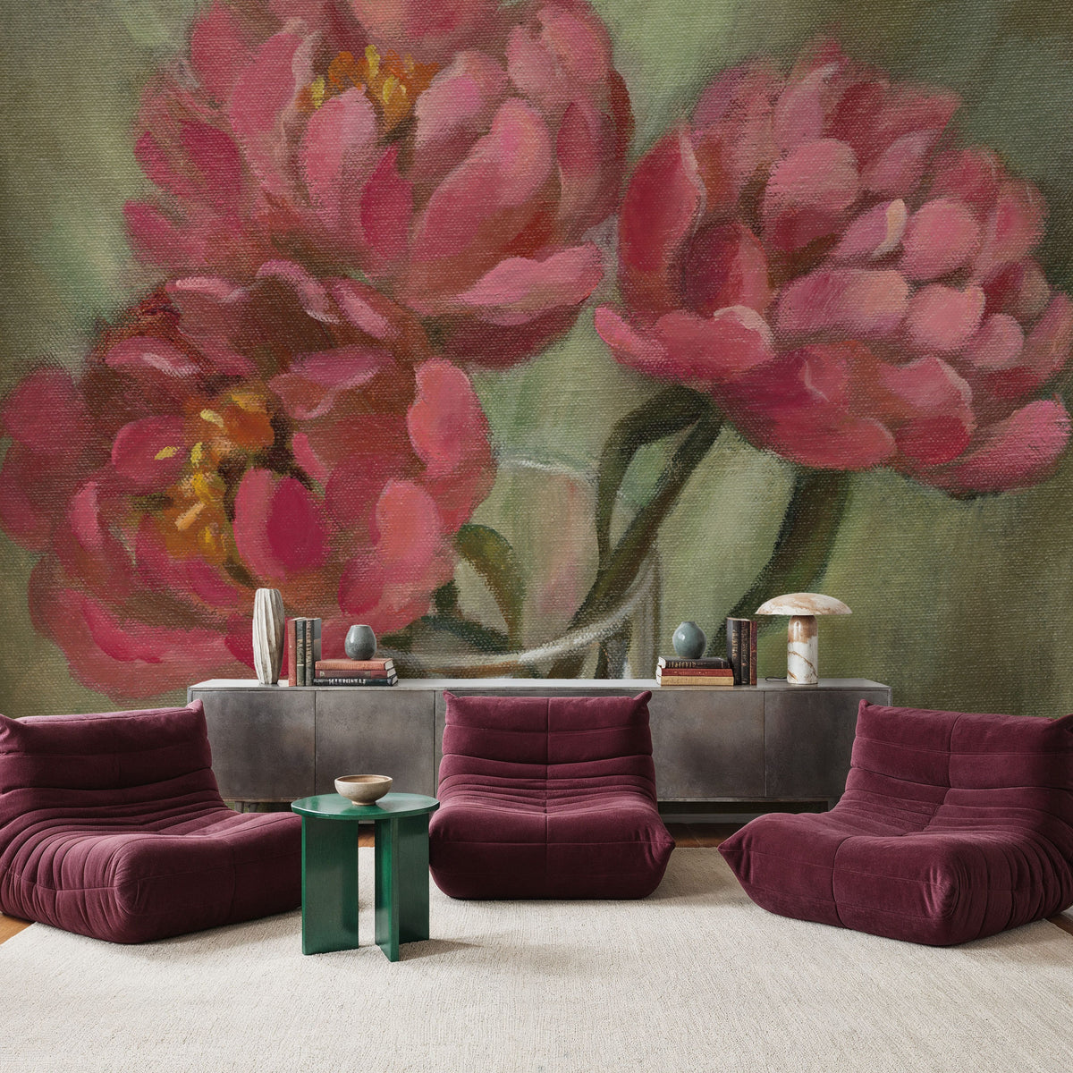 Pink Peonies Mural Wallpaper - room preview 05