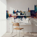 Tewkesbury England Skyline Blue & Bronze Mural Wallpaper - room preview 05