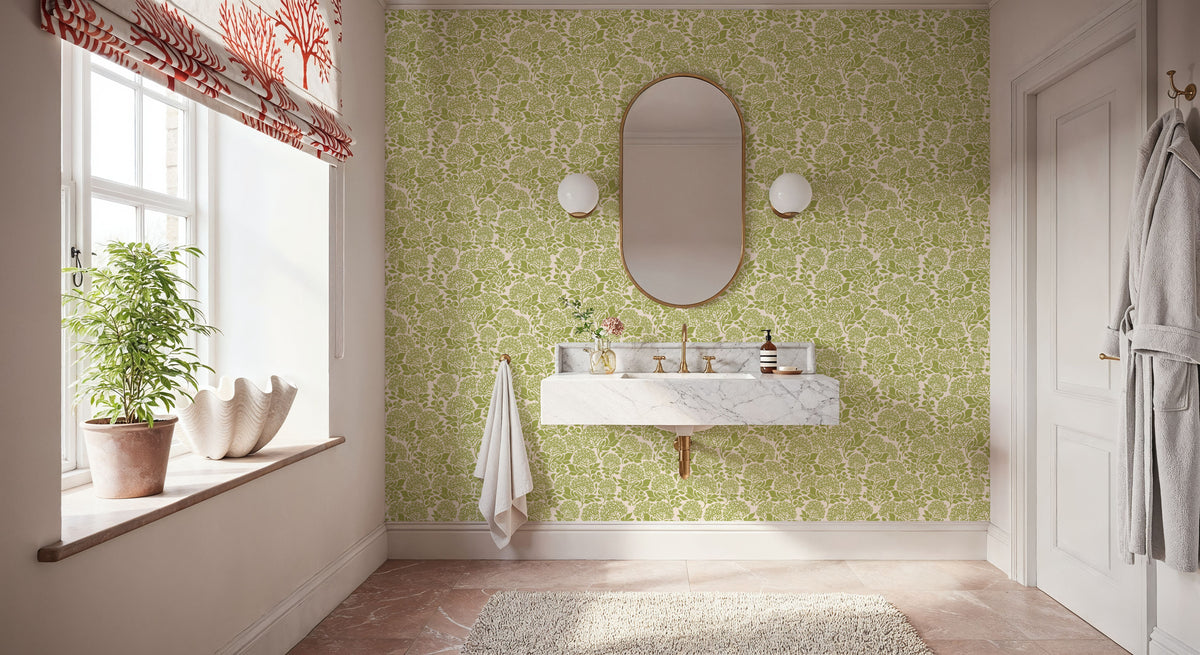 Hydrangea, Fresh Green Mural Wallpaper - room preview 05