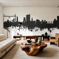 Newport Wales Skyline Black & White Mural Wallpaper - room preview 05
