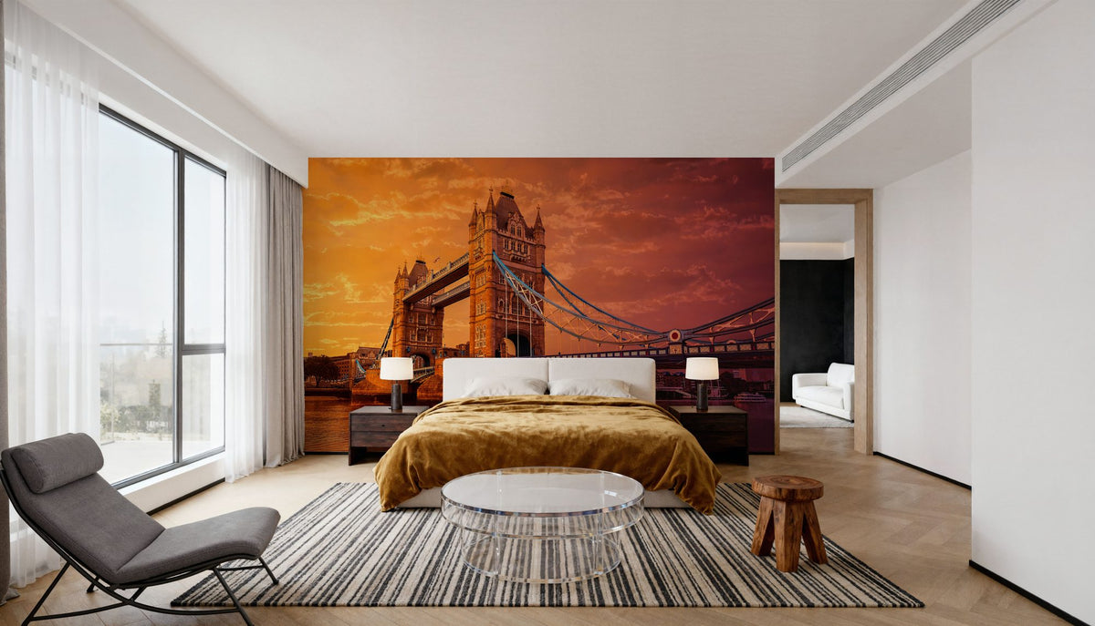 London Bridge Sunset Mural Wallpaper - room preview 05