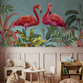 Shy Flamingos Mural Wallpaper - Neutral Tone - room preview 05