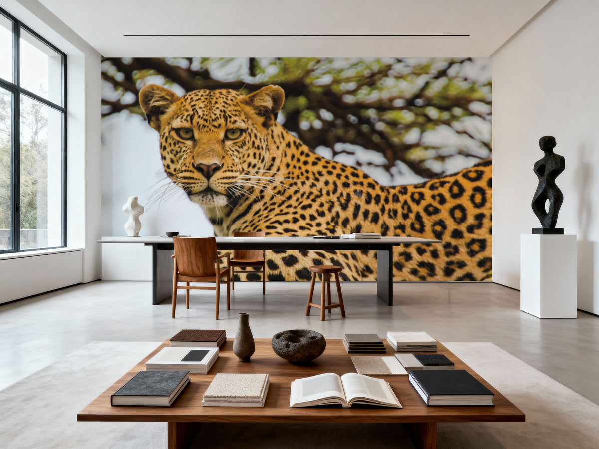 Lounging Leopard Mural Wallpaper - room preview 05
