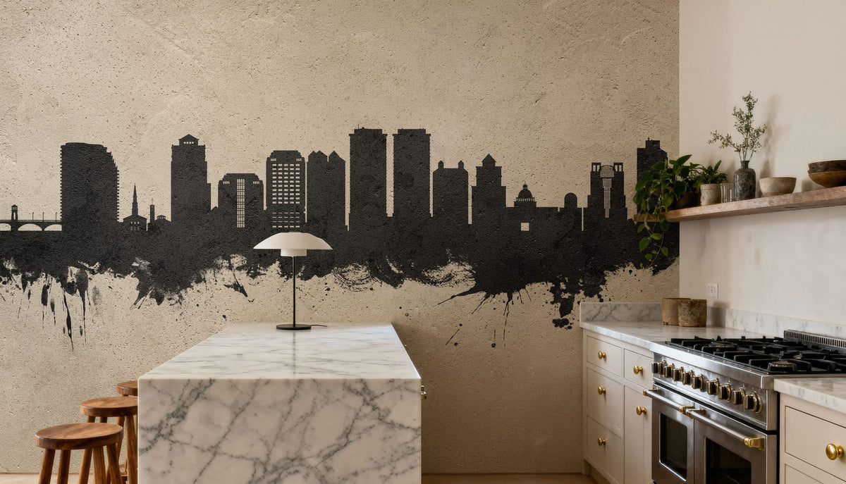 West Palm Beach Florida Skyline Concrete Mural Wallpaper - room preview 05