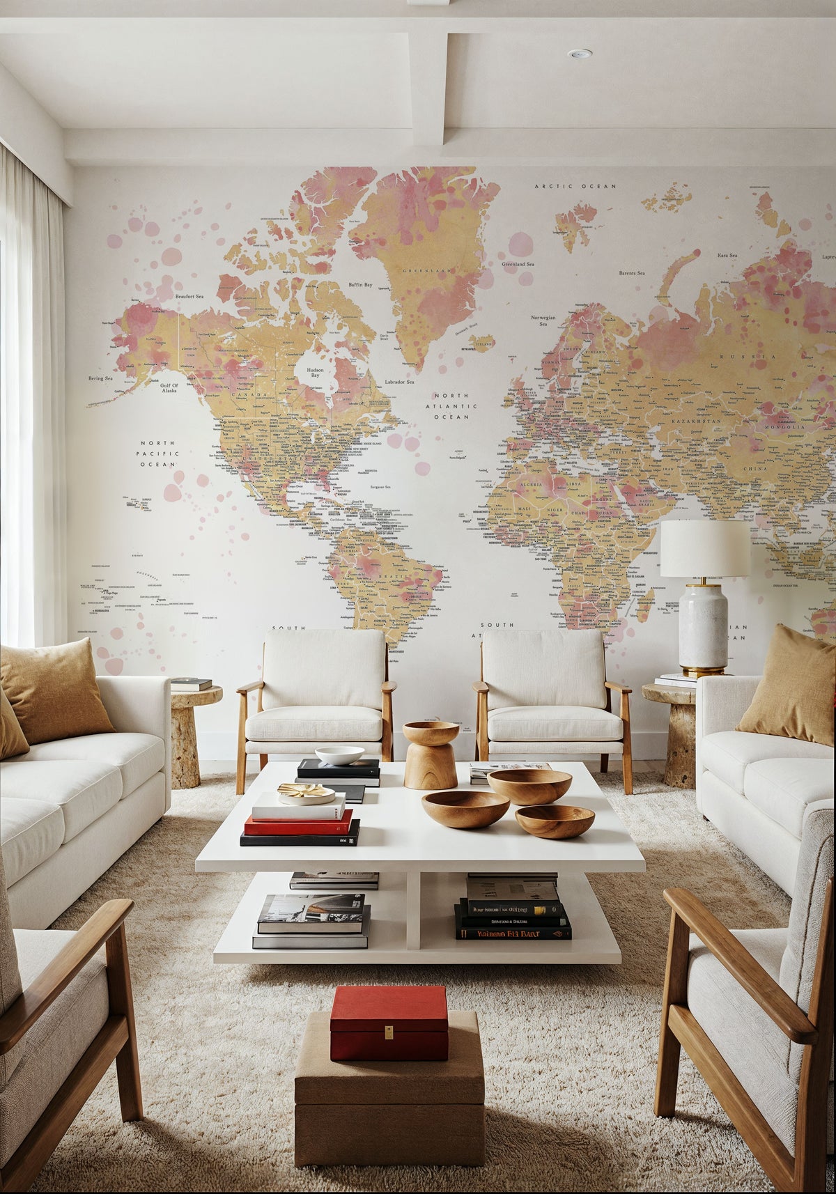 World Map Cities - Amanda Mural Wallpaper - room preview 05