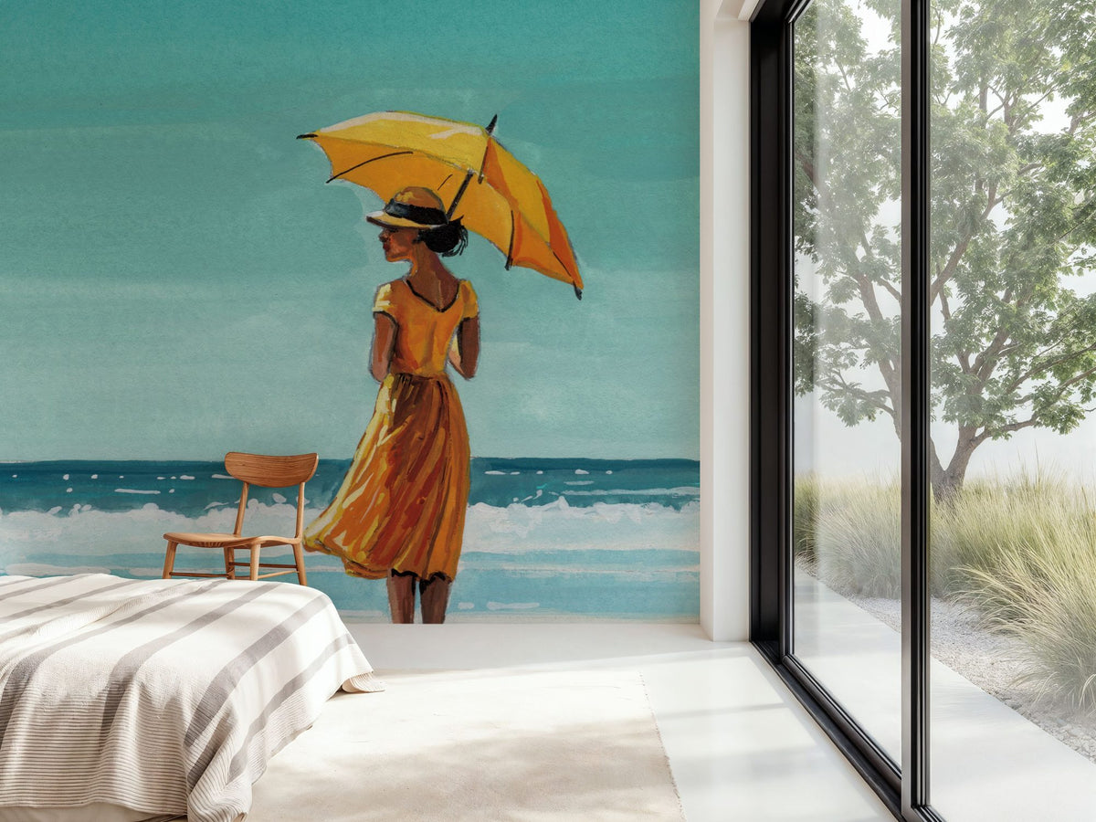 Umbrella At the Beach Mural Wallpaper - room preview 05