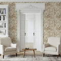 Peony Toile, Beige Mural Wallpaper - room preview 05