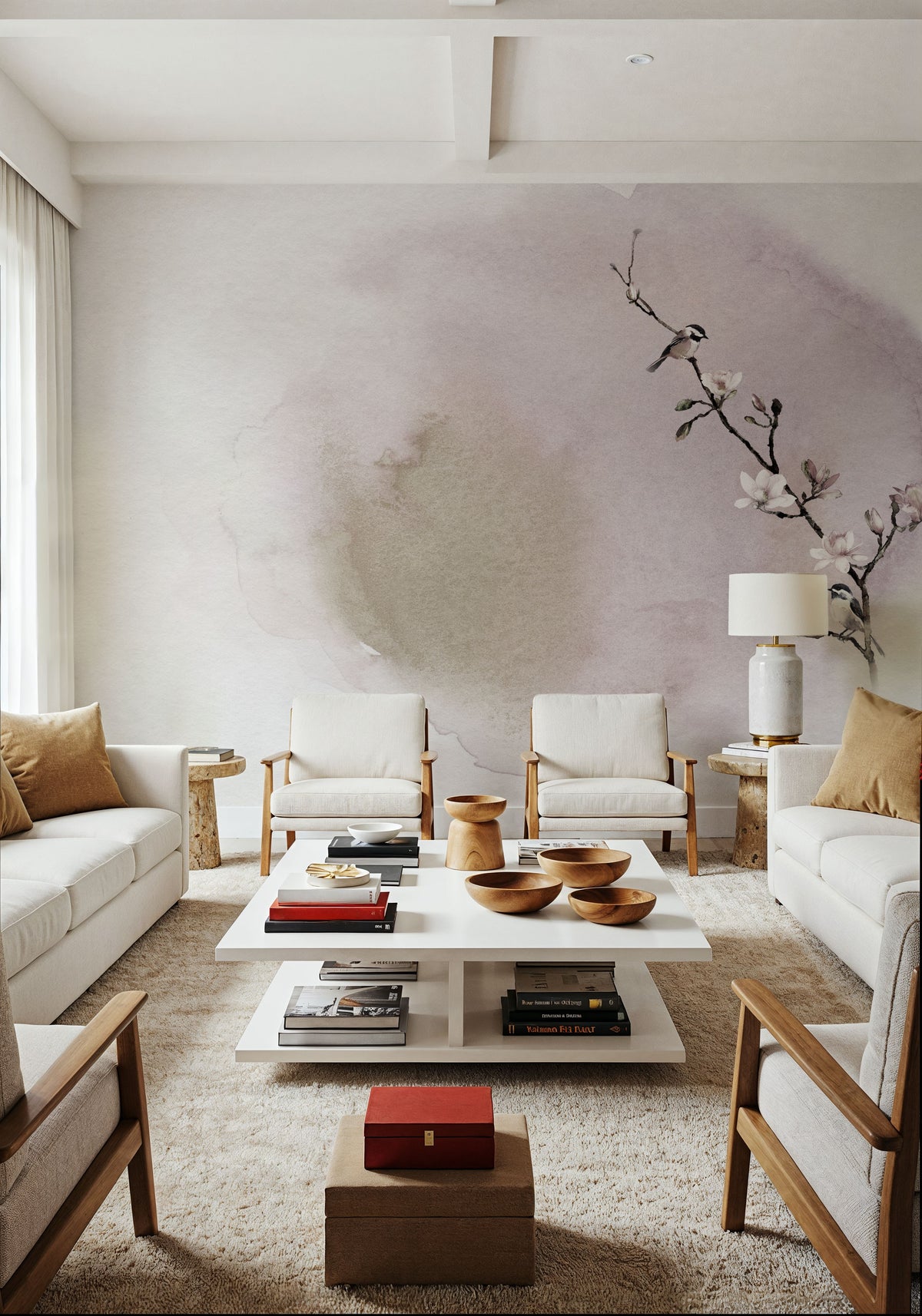 Magnolia & Birds Mural Wallpaper - room preview 05