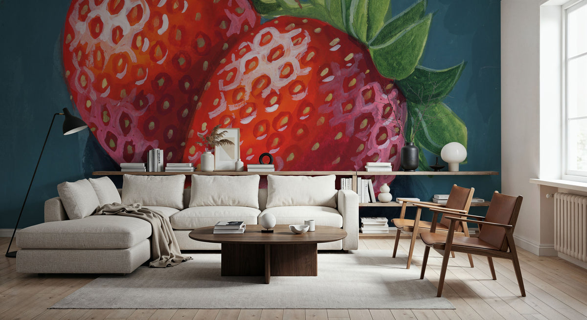 Strawberry Couple Portrait Mural Wallpaper - room preview 05