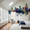 San Francisco Skyline Blue & Bronze Mural Wallpaper - room preview 05