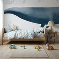 Ocean Life Whale on White Mural Wallpaper - room preview 05