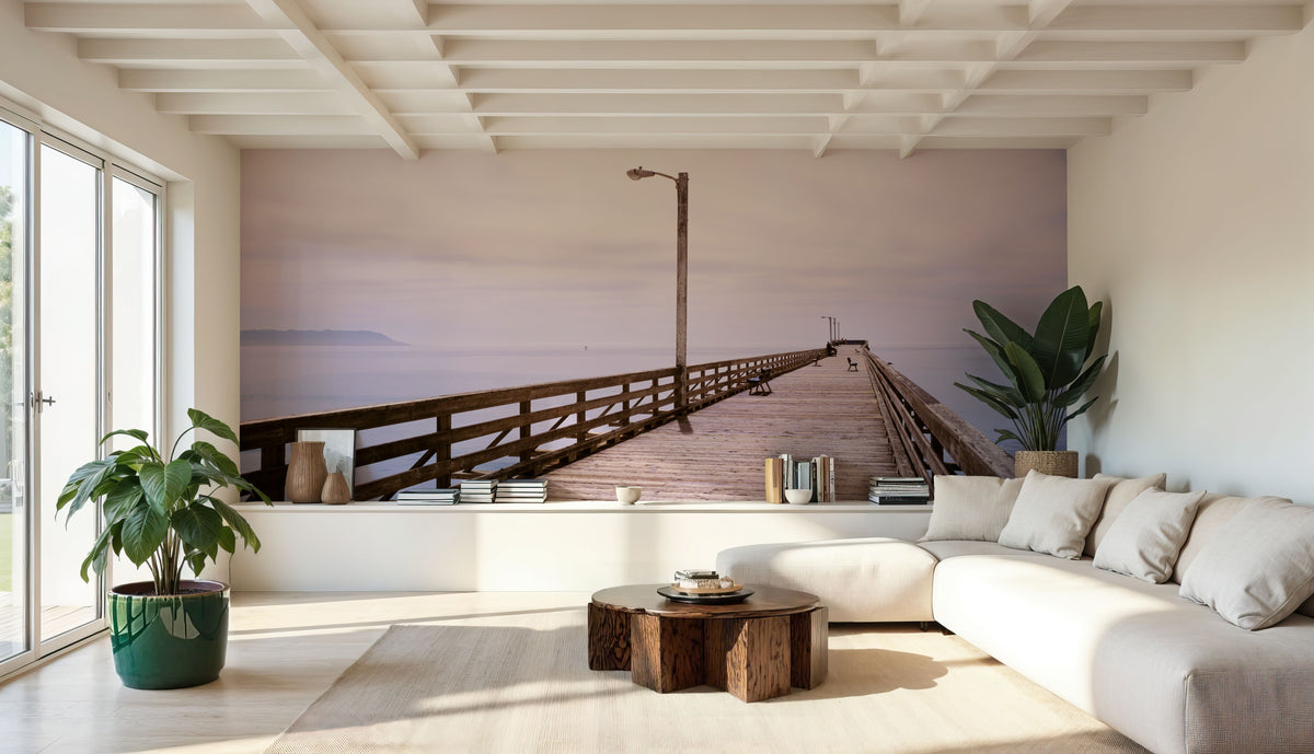 Tranquil Harbor Pier Mural Wallpaper - room preview 05