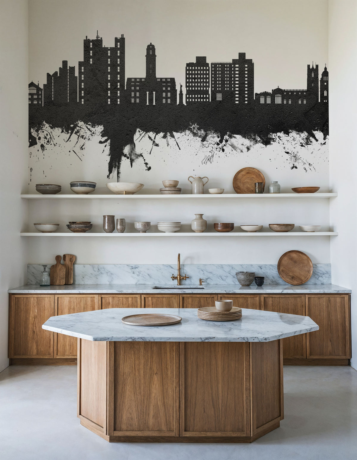 Luton England Skyline Black & White Mural Wallpaper - room preview 05