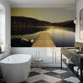 Autumn Harbor Reflection Mural Wallpaper - room preview 05