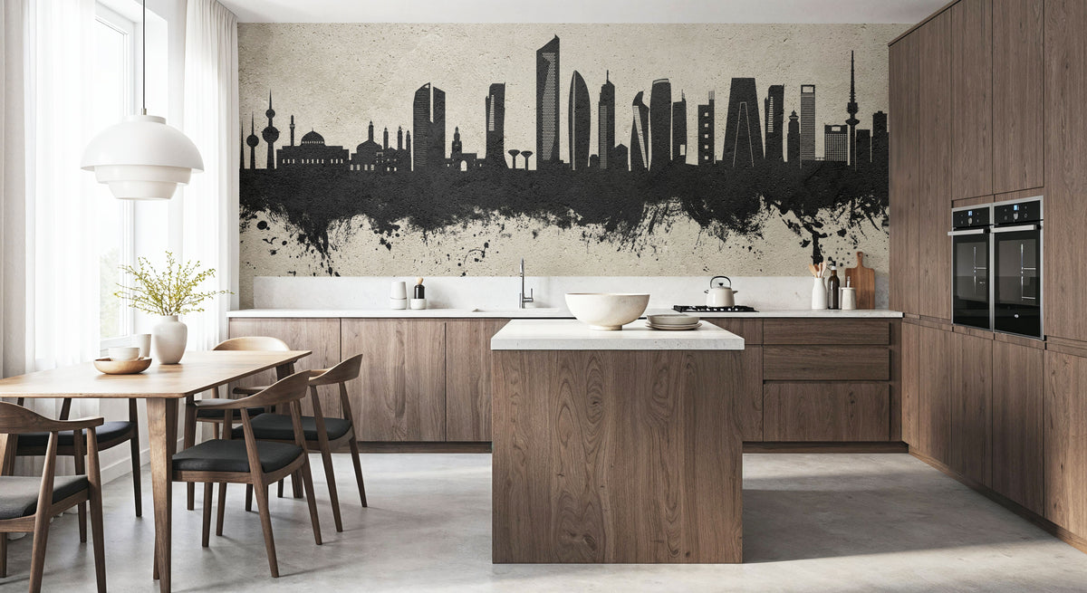 Kuwait City Skyline Concrete Mural Wallpaper - room preview 05