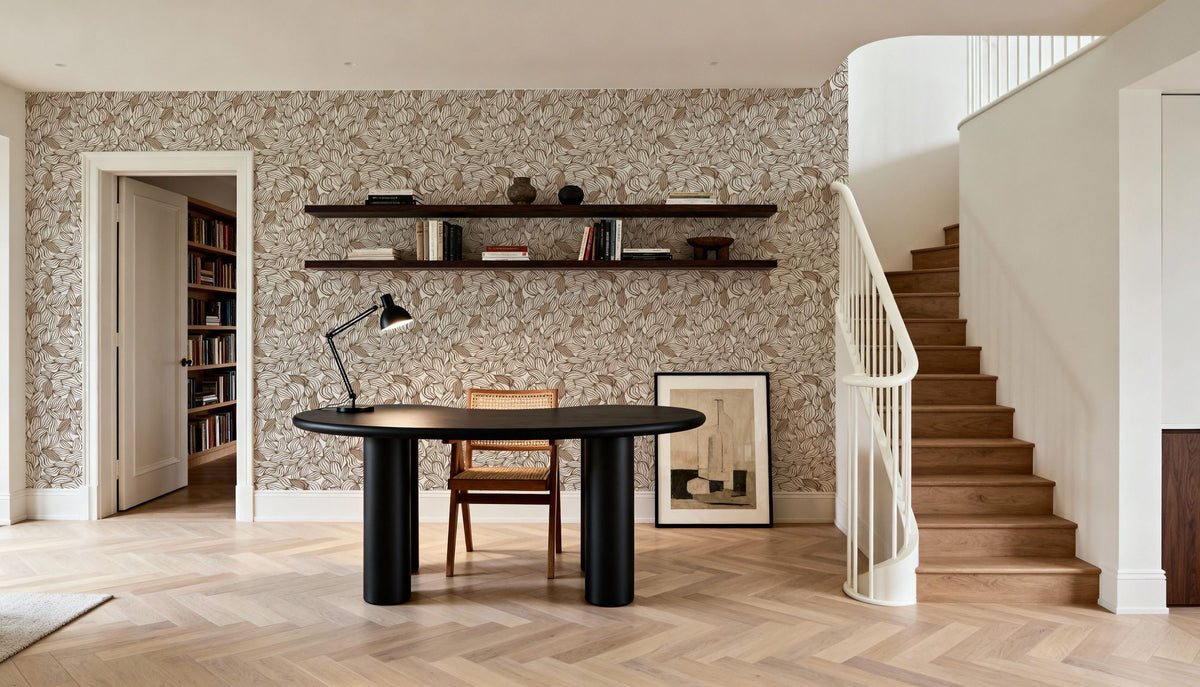 Negative Leaf, Cinnamon Mural Wallpaper - room preview 05